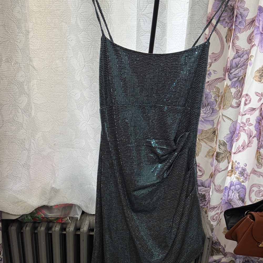 Sparkle Slip Dress in Dark Teal
